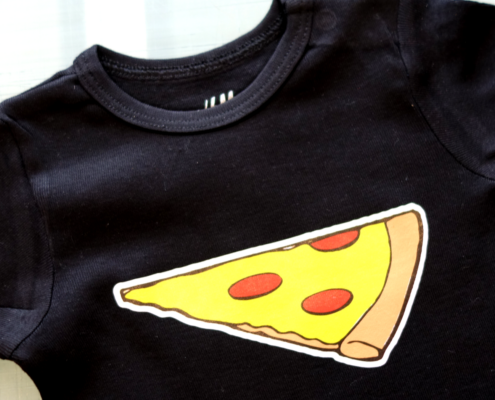 Shirt und Body für Vater und Baby mit Pizza Motiv bedruckt